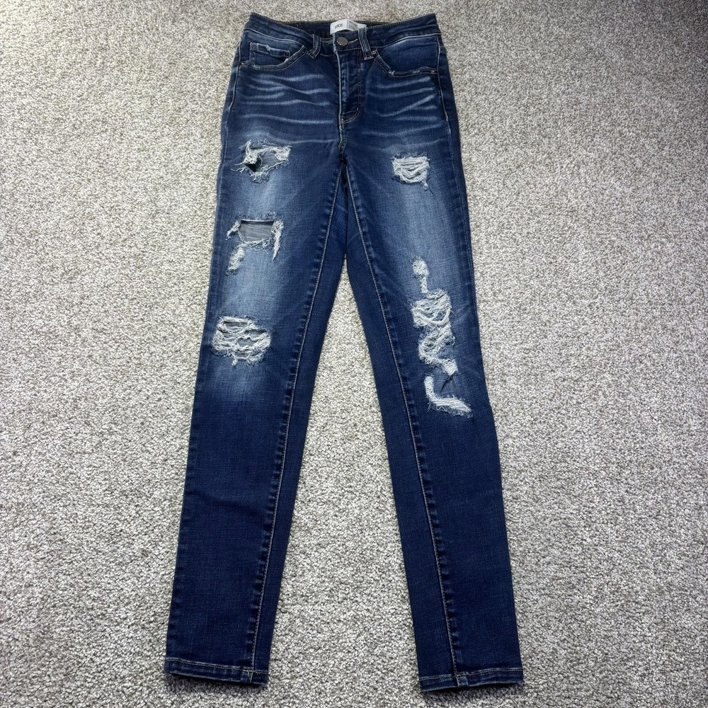 BKE Billie High Rise Ankle Skinny Jeans Womens 25 Blue Distressed Denim